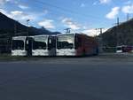 Die 4 Citaro I die beim Ortsbus Brig-Glis ausrangiert wurden, am 17.8.16 vor dem Simplontunnel parkiert.