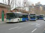 18.01.11,ein IVECO-Irisbus Citelis und dreimal MB-Citaro der emt in der Inselhauptstadt Palma de Mallorca.