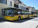 SBB Bahnersatz; Wegen einer Fahrleitungsstrung zwischen Delmont und Laufen wurden smtliche Zge durch Postautos ersetzt; im Bild: zwei Citaro's von Laufen, Delmont, 11.07.2011.