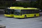 Am 08.10.2015 stehen auf dem Betriebshof FL-39863 und FL-39818 (MAN Lion's City G CNG + Mercedes Benz Citaro Facelift). Aufgenommen in der Wuhrstrasse in Vaduz,Liechtenstein.
