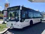 Ein Citaro von pepper motion der zum Elektrobus umgebaut wurde als Probefahrzeug für die RBS am 31.8.22 bei der Shell Tankstelle in Bern Brünnen.
