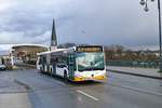 Mainzer Mobilität Mercedes Benz Citaro 2 G Wagen 957 am 18.01.20 auf der Theodor Heuss Brücke die zur Zeit für Autos gesperrt ist