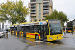Mercedes Citaro 59 der BLT, auf der Linie 60, wartet am 20.10.2025 an der Endstation beim Bahnhof Muttenz.