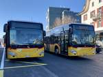 MB C2 K '10692'  AG 6042  mit dem '10693'  AG 6198  Ortsbus Wohlen vom PU Geissmann Bus, Hägglingen am 24.3.21 beim Bahnhof Wohlen.