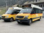 MB Sprinter 416 CDI '5281'  BE 477 965  und der Sprinter 416 CDI 4x4 '11016'  BE 822 867  PostAuto Regie Stechelberg am 29.3.22 beim Bahnhof Lauterbrunnen.