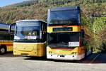 Volvo 8700 und Neoplan Doppeldecker ex PostAuto Unterwallis und Ostschweiz am 13.10.18 bei Rattin Bus in Biel.