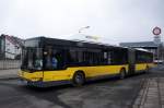 Stadtbus Gotha: Neoplan N 4521 CNG Centroliner Evolution (Wagennummer 114) des Omnibusbetriebes Wolfgang Steinbrück (Lackierung: Berlin), aufgenommen im März 2016 am Zentralen Omnibusbahnhof