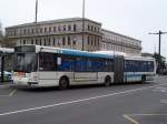 Gelenkbus Agora Nr 628 mit Anzeige  Steigt ein, ich gehe hin , vor dem Bahnhof von Mulhouse am 22/01/07