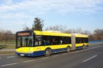 Serbien / Stadtbus Belgrad / City Bus Beograd: Solaris Urbino 18 - Wagen 3034 der GSP Belgrad, aufgenommen im Januar 2016 in der Nähe der Haltestelle  Bulevar Nikole Tesle  in Belgrad.