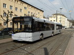 Solaris Urbino 18 am 14.04.16 als U-Bahn Ersatzverkehr (SEV) auf der Linie U5 in Frankfurt am Main. Dieser Bus wurde aus Aachen für diesen Verkehr angemietet