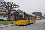 Solaris Bus der Post, auf der Linie 102, fährt Richtung Goldswil. Die Aufnahme stammt vom 02.04.2016.