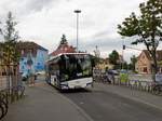 Transdev Rhein Main Solaris Urbino 18 am 20.08.17 in Frankfurt Enkheim als SEV auf der Linie U4