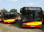 HSB Solaris Urbino 18 Wagen 71 und 85 am 26.08.17 beim Tag der offenen Tür der Hanauer Straßenbahn.