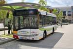 Hanauer Straßenbahn Solaris Urbino 8,9 Wagen 62 am 12.07.18 in Hanau Freiheitsplatz