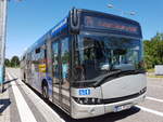 Hier ist der KA HT 633 von Hagro Transbus auf der Buslinie 74 zur August - Bebel - Straße im Einsatz. Erwischt am 17 Juni 2019 an der Rheinbergstraße in Karlsruhe.
