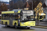Solaris Urbino 12 erreicht am 2020-12-29 als Landbus Unterland den Bahnhof Hohenems