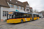Solaris Bus der Post steht am 24.01.2023 als Dienstfahrt beim Bahnhof Rheinfelden.