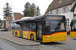 Solaris Bus der Post steht am 24.01.2023 als Dienstfahrt beim Bahnhof Rheinfelden.