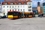 Hanauer Straßenbahn Solaris Urbino 18 Wagen Mild Hybrid 90 am 14.04.23 in Hanau Freiheitsplatz