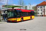 Hanauer Straßenbahn Solaris Urbino 12 Wagen 16 am 14.04.23 in Hanau Freiheitsplatz