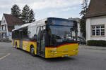 Solaris Bus der Post, auf der Linie 88, fährt am 24.02.2023 zur Haltestelle beim Bahnhof Rheinfelden.