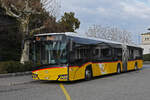 Solaris Bus der Post, auf der Linie 84, wartet am 24.02.2023 beim Bahnhof Rheinfelden.