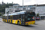 Solaris Bus 79 der Post, auf der Linie 321, fährt am 29.09.2025 zur Haltestelle beim Bahnhof Baden.
