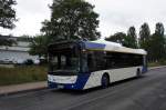 Stadtbus Gotha: Tedom C12 G - ein Erdgasbus mit der Wagennummer 130 des Omnibusbetriebes Wolfgang Steinbrück, aufgenommen im Juli 2015 in der Eschleber Straße in Gotha.