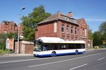 Stadtbus Gotha: Tedom C12 G - ein Erdgasbus mit der Wagennummer 129 des Omnibusbetriebes Wolfgang Steinbrück, aufgenommen im Mai 2016 am Zentralen Omnibusbahnhof in Gotha.