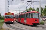 Bernmobil Nr. 291/BE 419'291 Volvo B10M und der Be 8/8 722 am 2. September 2009 beim Guisanplatz.