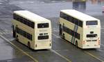 Zwei Volvo Doppeldecker Stadtbusse am 03.06.17 im Hafen von Dublin