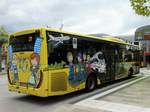 Racktours IVECO Irisbus Crossway mit neuer Beklebung am 06.09.17 in Hanau Freiheitsplatz.