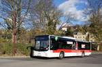 Bus Aue / Bus Erzgebirge: MAN Lion's City Ü der RVE (Regionalverkehr Erzgebirge GmbH), aufgenommen im Oktober 2017 am Bahnhof von Aue (Sachsen).