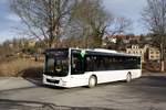 Bus Aue / Bus Erzgebirge: MAN Lion's City Ü der RVE (Regionalverkehr Erzgebirge GmbH), aufgenommen im Dezember 2017 am Bahnhof von Aue (Sachsen).