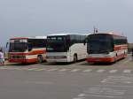 09.05.2014,Busparkplatz in Lindos auf Rhodos/Griechenland.