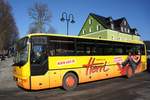 Bus Schwarzenberg / Bus Erzgebirge: MAN ÜL der Fahrschule Herrl (Verkehrsbildungszentrum Erzgebirge), aufgenommen im Februar 2018 im Stadtgebiet von Schwarzenberg / Erzgebirge.