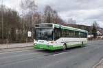 Bus Schwarzenberg / Bus Erzgebirge: Mercedes-Benz O 407 (ERZ-RV 681) der RVE (Regionalverkehr Erzgebirge GmbH), aufgenommen im Februar 2020 im Stadtgebiet von Schwarzenberg / Erzgebirge.