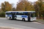 05.11.2014 ein Mercedes-Benz O408 der Firma Wetzel aus Cammer steht am Busbahnhof in Bad Belzig.