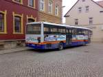 WSF-VV67, ein Mercedes Benz 0408, am 5.03.2009 auf dem Busbahnhof in Weißenfels.