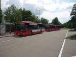 Ein Citaro normal und ein Citaro-Gelenkbus RBS stehen zur Abfahrt bereit auf einem Parkplatz in Sindelfingen.