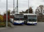 VGG Mercedes Benz O407 und Citaro C1 Facelift Ü am 14.11.15 in Weinheim über den Zaun fotografiert