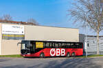 Graz. Am 8. M�rz 2026 wartet der Postbus BD 14745 in �BB-Folierung in der Postbus-Garage Hohenstaufengasse auf seinen n�chsten Einsatz.