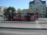 BB Radio macht Werbung auf ein Setra 315. Der Bus steht am Potsdamer Hbf.