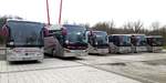 2 x Setra S 517 HD, 2 x Mercedes Tourismo und 2 x Setra S 415 UL  Wöhrle , Pforzheim Februar 2020 (Foto: Stefan Kirchmayer)