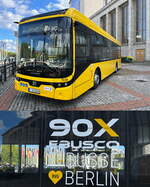EBUSCO 3.0. Der E-Bus aus den Niederlanden wurde im Rahmen der Innotrans 2022 Ende September 2022 vor dem Berliner Messegelände vorgestellt. Die BVG (Berliner Verkehrsbetriebe) hat 90 Einheiten des Fahrzeug bestellt. Das Modell EBUSCO 3.0 ist das Erste das vollständig in den Niederlanden gebaut wird. Foto: September 2022