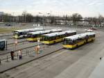 Die Stadtbusse der BVG warten auf ihre Fahrgste, Berlin-Marzahn am 17. 1. 2008