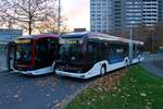 BSVG MAN eLions City Wagen 2529 und Mercedes Benz eCitaro G Wagen 2542 am 13.11.25 in Braunschweig Hauptbahnhof