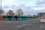 Autobus Sippel/ICB Mercedes Benz Citaro 1 Facelift G und VGF/ICB Solaris Urbino 12 am 01.12.18 in Frankfurt am Main Betriebshof Rebstock.
