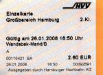 HAMBURG, 26.01.2008, Busticket (kann allerdings auch in U- und S-Bahn genutzt werden) für eine Fahrt mit der MetroBus-Linie 8 von Wandsbek-Markt nach Bramfeld, Dorfplatz -- Fahrkarte eingescannt