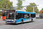 Mercedes Citaro von SWEG, auf der Linie 9, bedient am 24.08.2026 die Haltestelle beim Bahnhof L�rrach.
